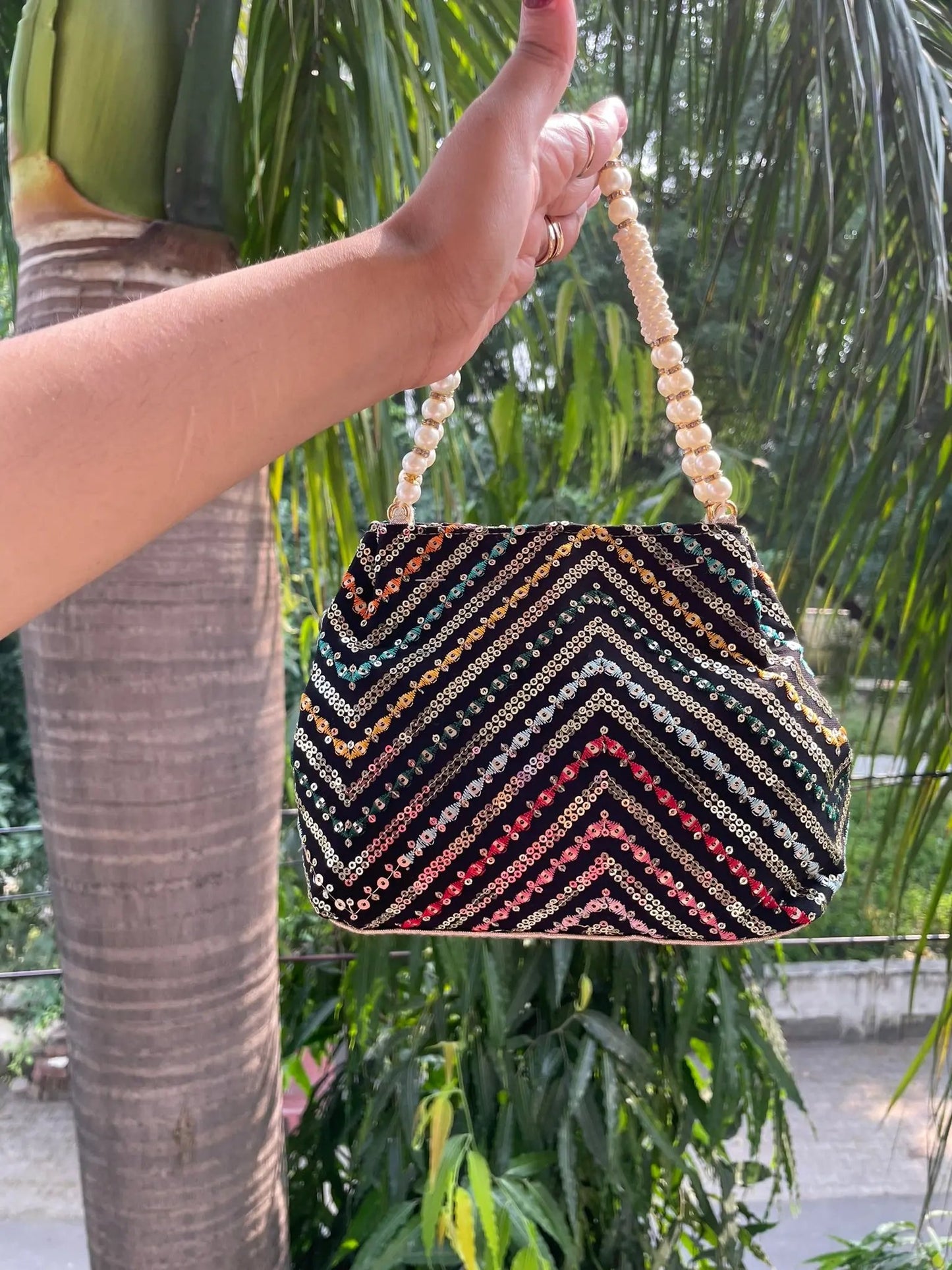 Embroidered Potli Bags- Green