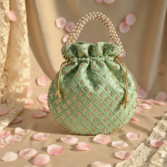 Sequence Potli Bag - Green