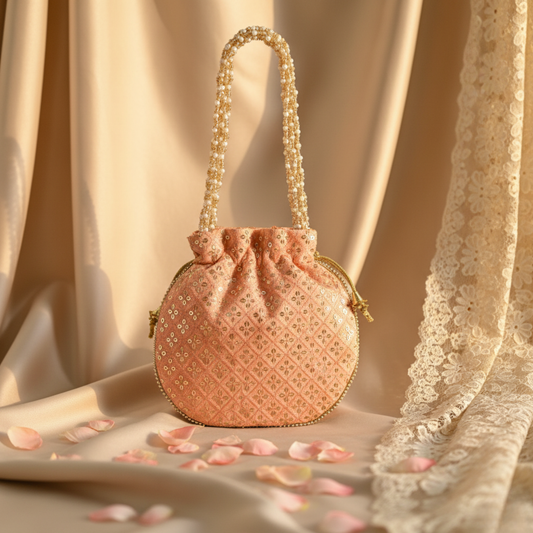 Sequence Potli Bag - Coral