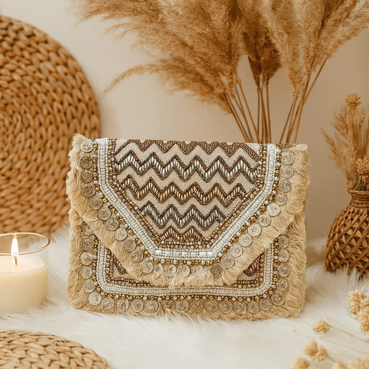 Biege Golden Boho Bag