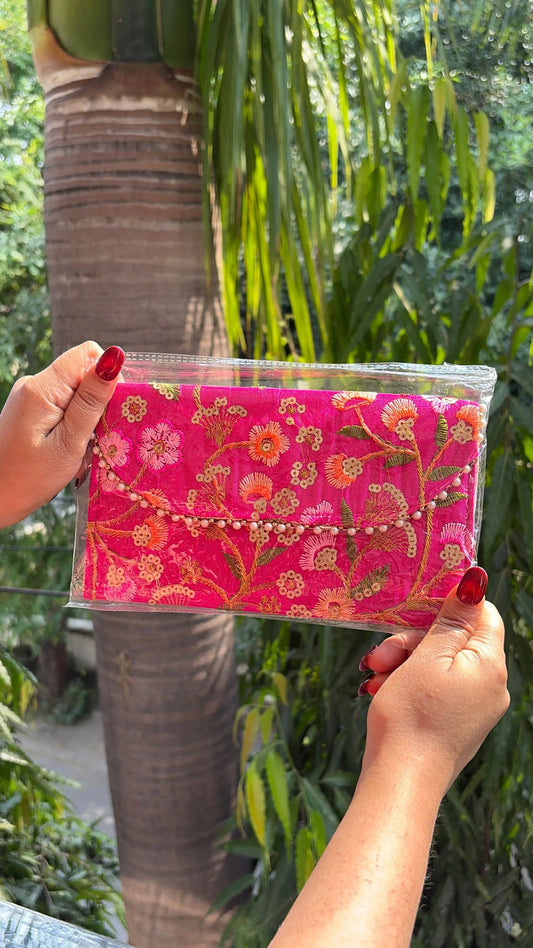 Moti Clutch Bag- Pink Flower