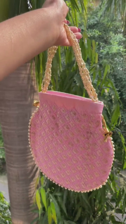 Sequence Potli Bag - Dark Pink